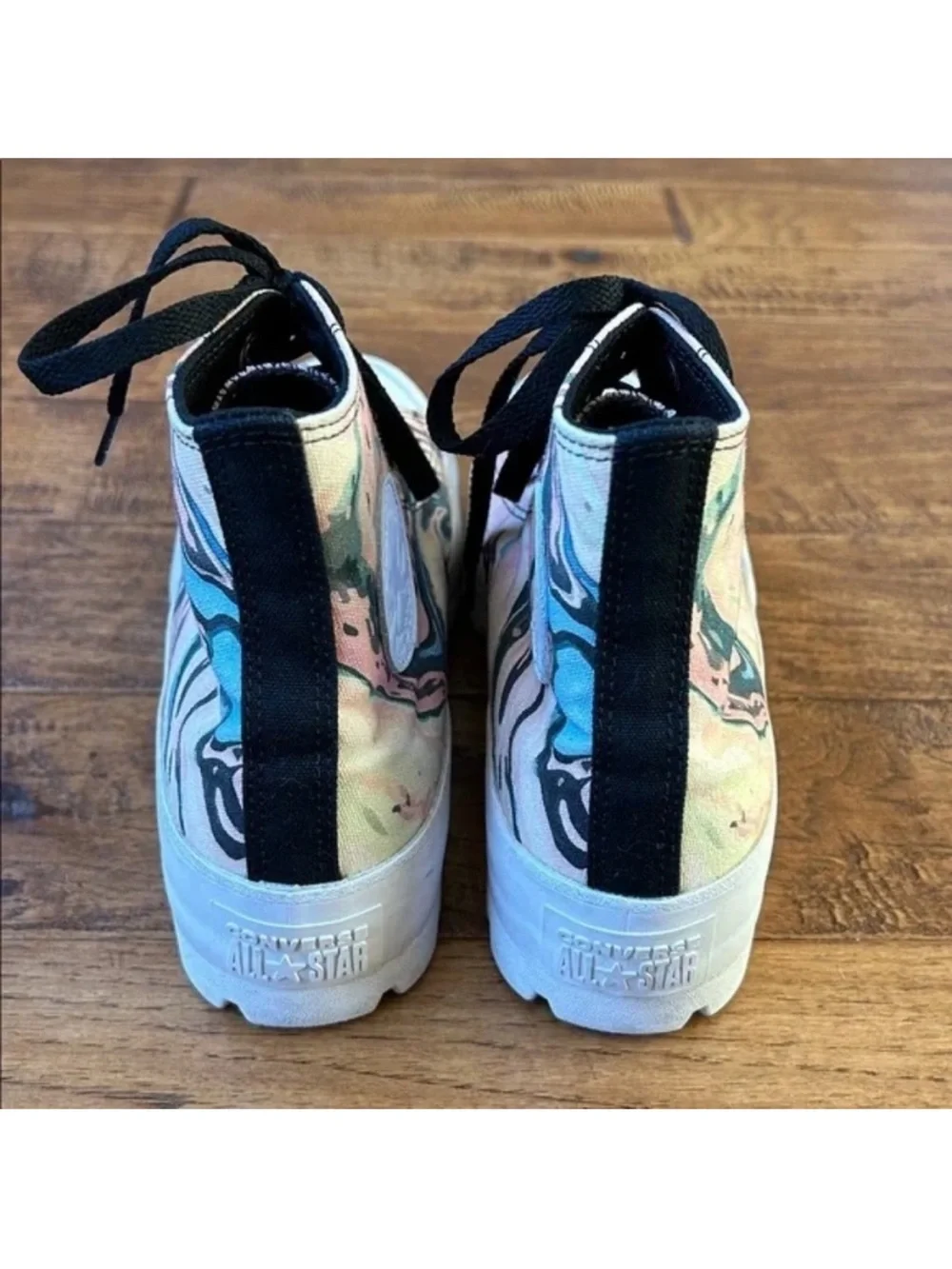 Chuck Taylor All Star Lugged Heel Platform High Top Sneakers Custom Print 8.5